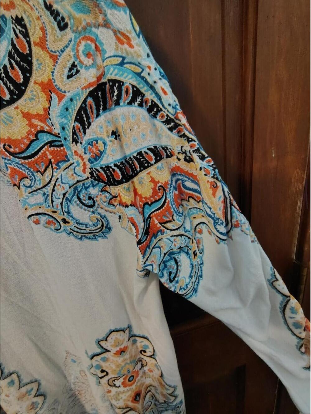 Chico's Graphic Print Multicolor Open Spring Cardigan Large 2 - Picture 3 of 5